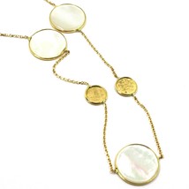 18K YELLOW GOLD NECKLACE, FLAT MOTHER OF PEARL ALTERNATE DISCS, 17.3", 44cm image 2