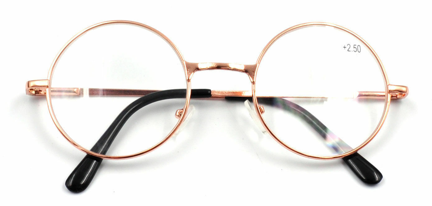 Mens Vintage Round Metal Reading Glasses Readers Designer +1.0~+4.0 ...