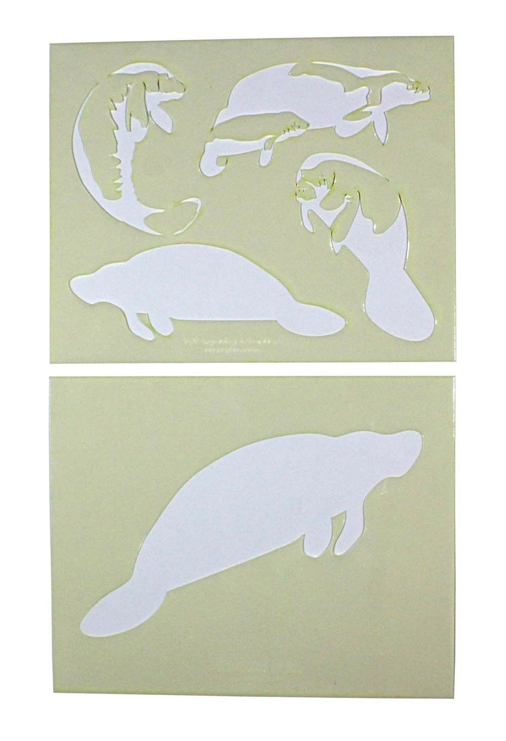 Manatee Stencils-2 pc Set-14 Mil Mylar- Painting/Crafts/Template
