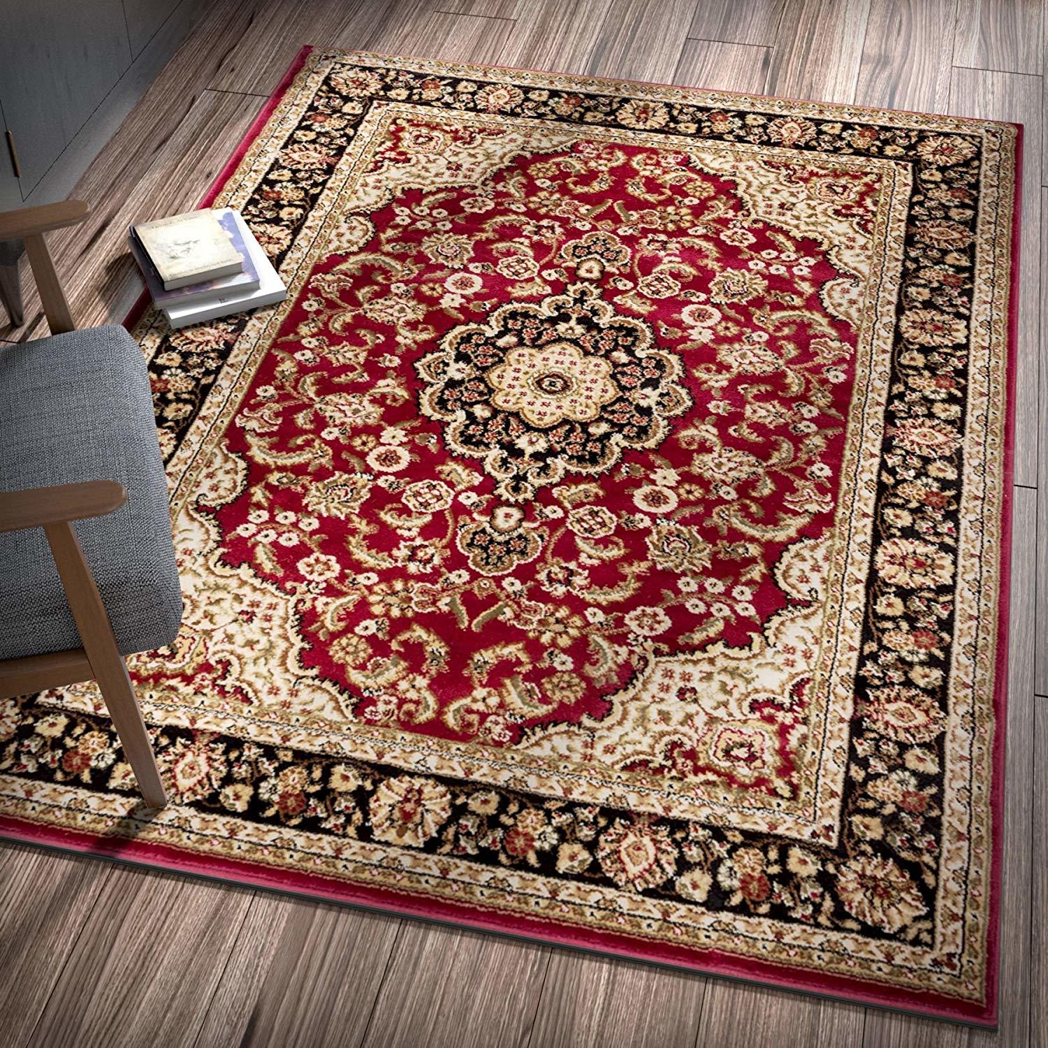Noble Medallion Red Persian Floral Oriental Formal Traditional Area Rug