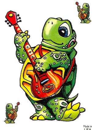 Guitar Turtle Outside Window Sticker Set   Car Decal  Hippies