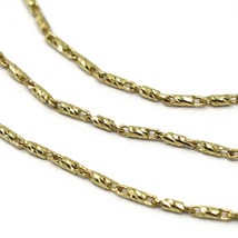 SOLID 18K YELLOW GOLD FINELY WORKED TUBE CHAIN 18 INCHES, 1 MM, MADE IN ITALY image 2