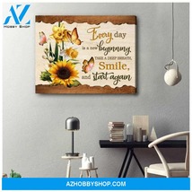Custom Canvas Painting Gift Butterfly and Sunflowers Canvas Everyday Is a New Be - $49.99