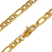 Figaro Chain Necklace Gold Stainless Steel 3mm Wide 15-30-Inch Long Mens Womens - $16.99
