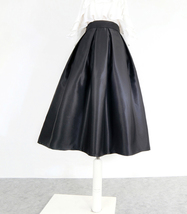 Women Burgundy Pleated Party Skirt High Waisted Pleated Midi Skirt A-line Plus  image 12