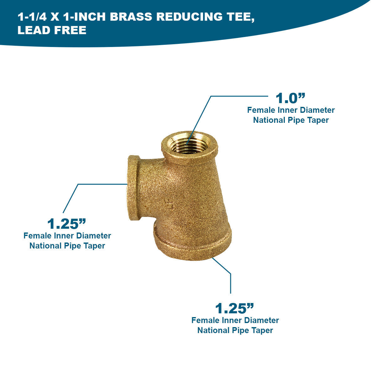 Everflow 1-1//4 x 3//4 Inch Lead Free Brass Reducing Coupling With Female Threaded