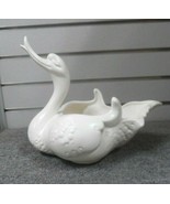 Vintage Hull Swan Art Pottery Planter - White Matte Signed 23 USA - $38.61