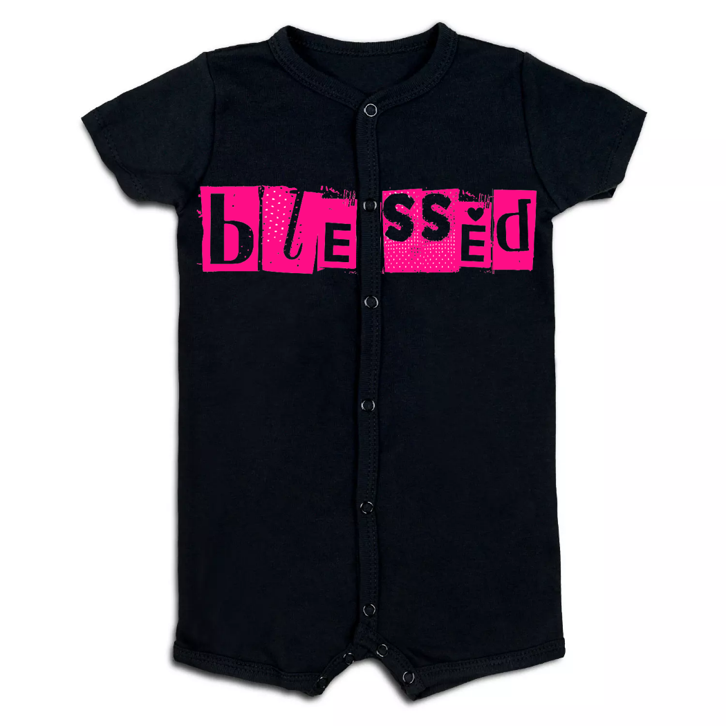 44.Blessed Pink Neon Baby Summer Romper