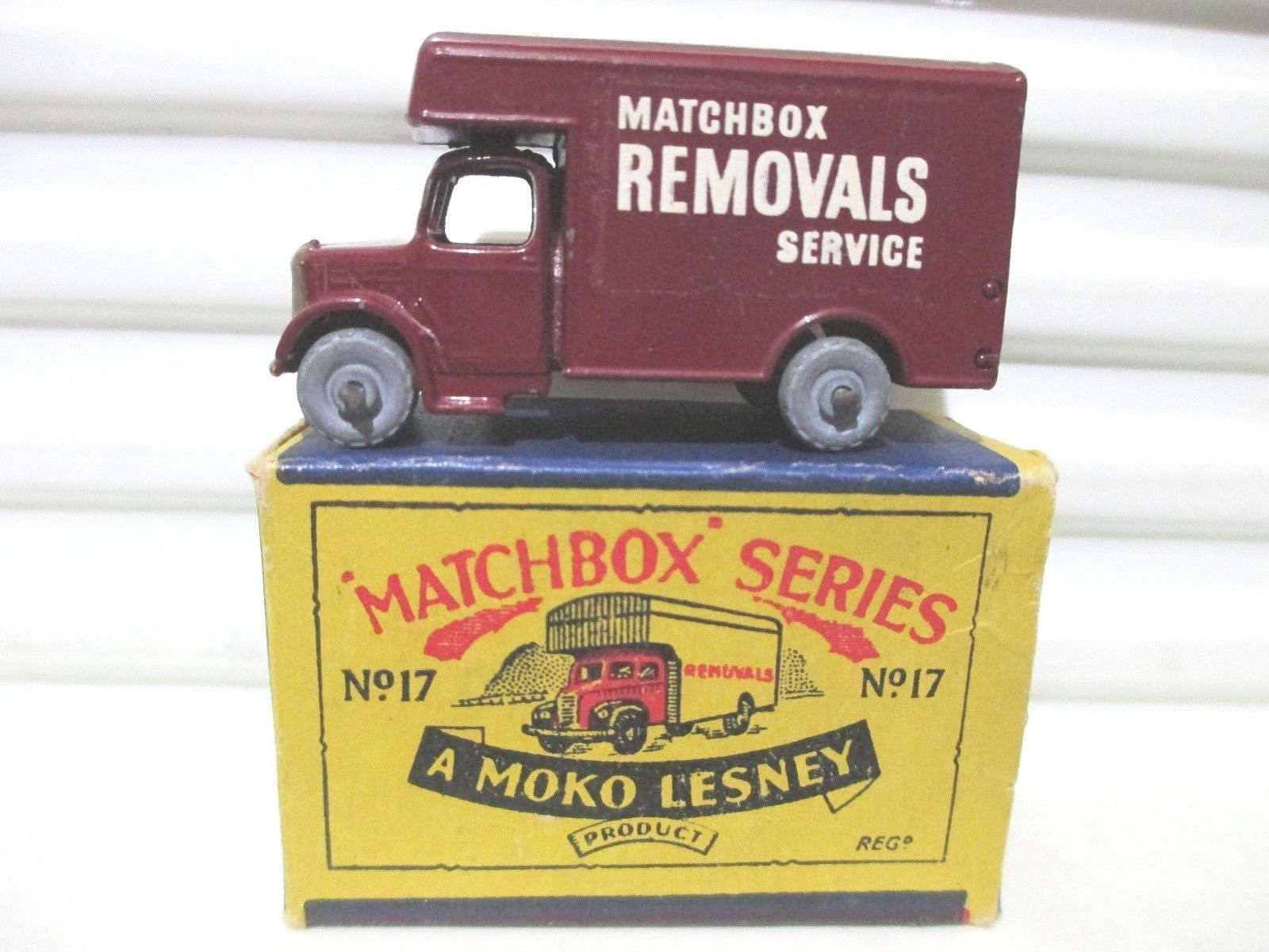 Lesney Matchbox Rare 1956 RW17A Maroon BEDFORD Removals Van Nr Mint in ...