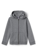 Lands' End Uniform Boy's Zip Front Hoodie Sweatshirt Pewter Heather M NEW 393714 - $19.78