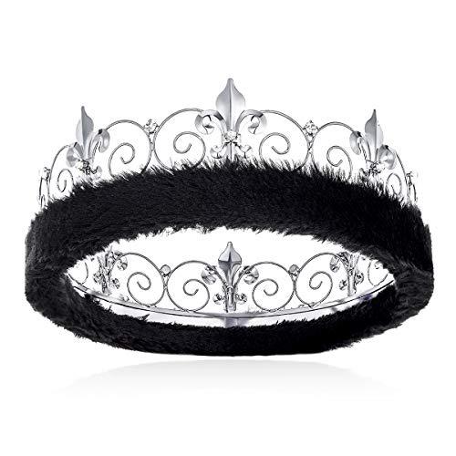 DcZeRong Birthday King Crown Silver Adult Men Crowns Rhinestone Tiara