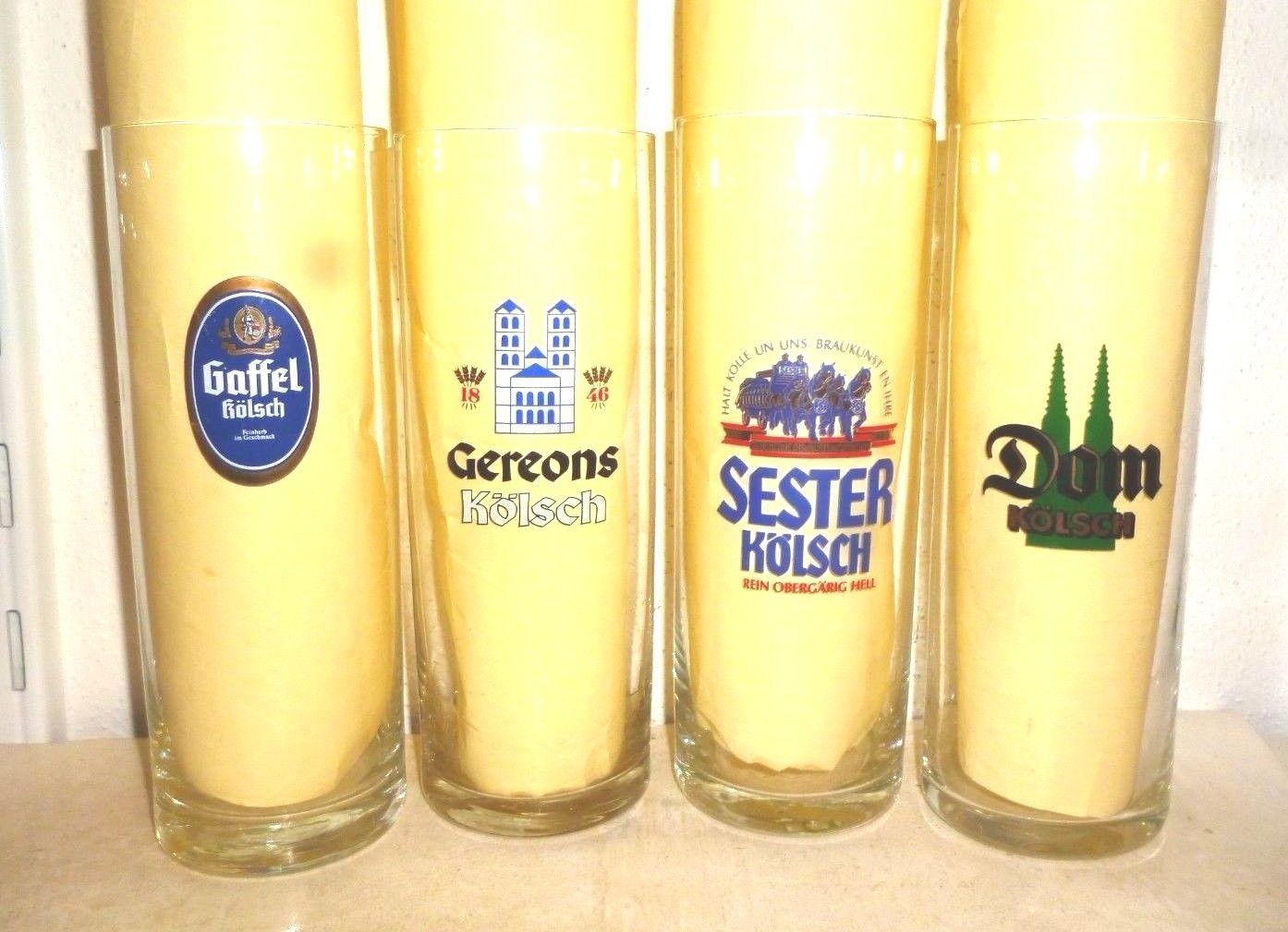 4 Kolsch Gaffel Gereons Sester Dom Cologne 0.4L German Beer Glasses ...