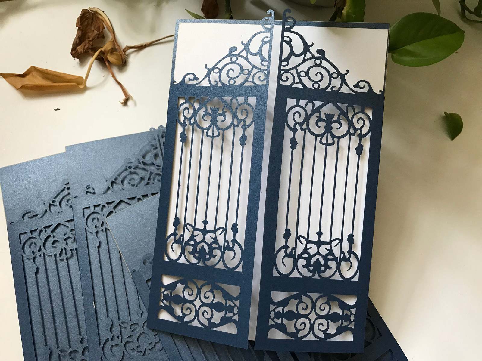 50pcs Navy Blue Laser cut Wedding Card,Wedding Invitations card ...