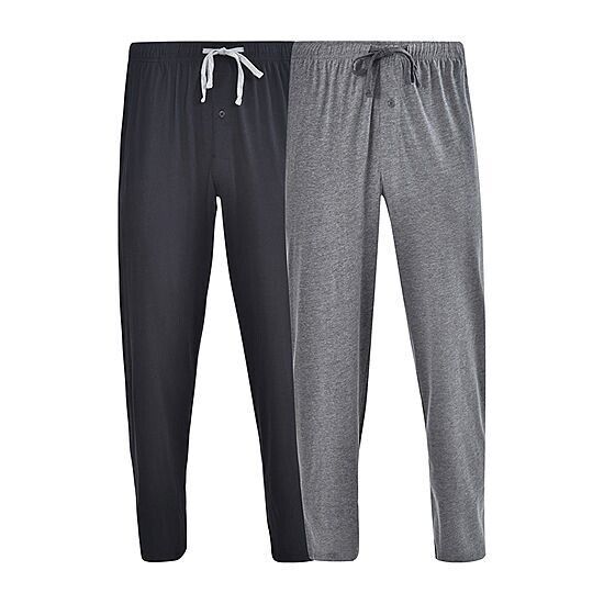 Hanes Mens 2-pk. Knit Pajama Pants Black Gray L NEW 645619