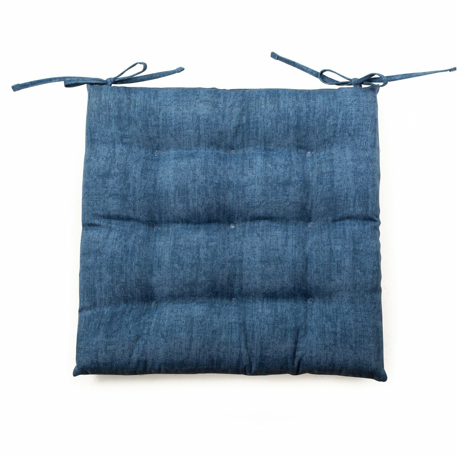 4 Pak Denim Blue Outdoor Patio Chair Seat Cushion Set Tufted Pad 17" x