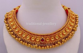 Indian Tribal Handmade Jewelry Vintage antique 22K 22ct Yellow Gold Necklace Set - $8,245.31