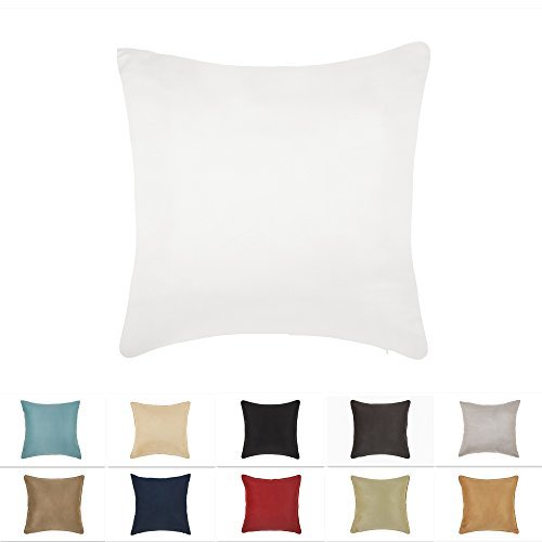 DreamHome 26 X 26 Inches White Color Faux Suede Decorative Euro Pillow ...