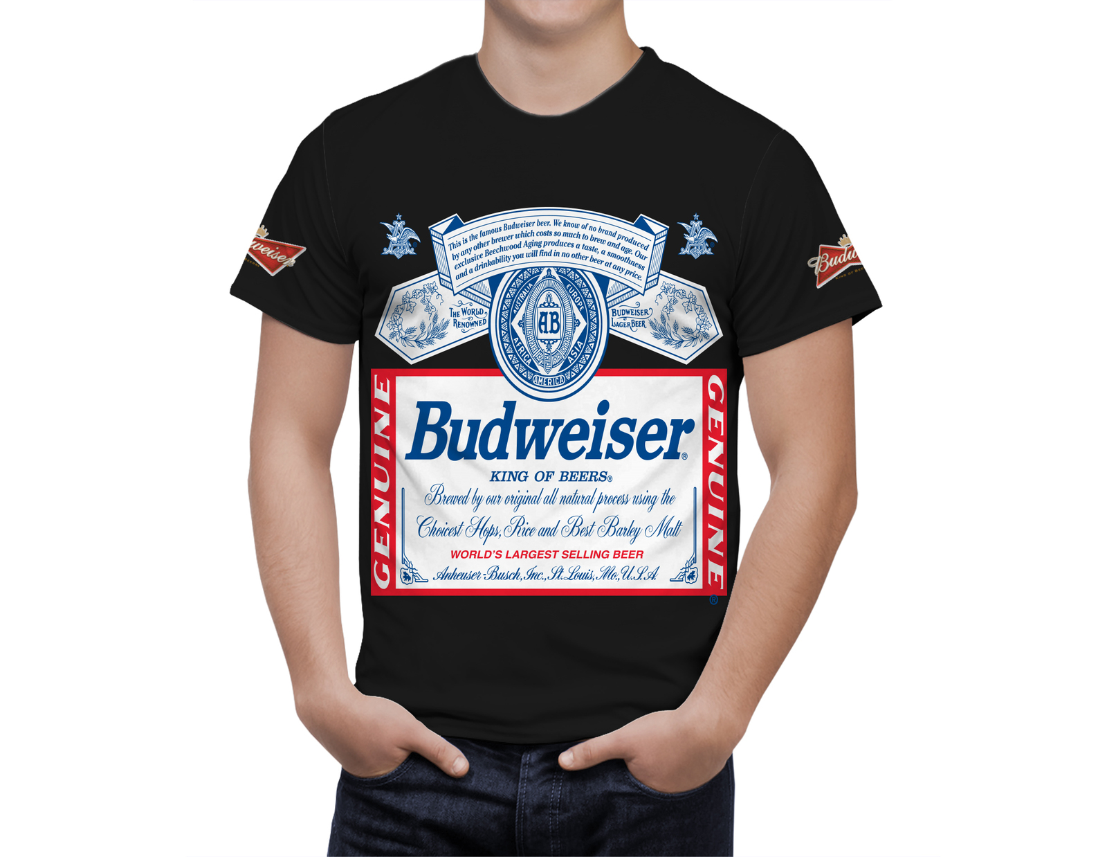 Budweiser  Black Beer Logo T-Shirt Gifts New Fashion Short Sleeve S-2 XL