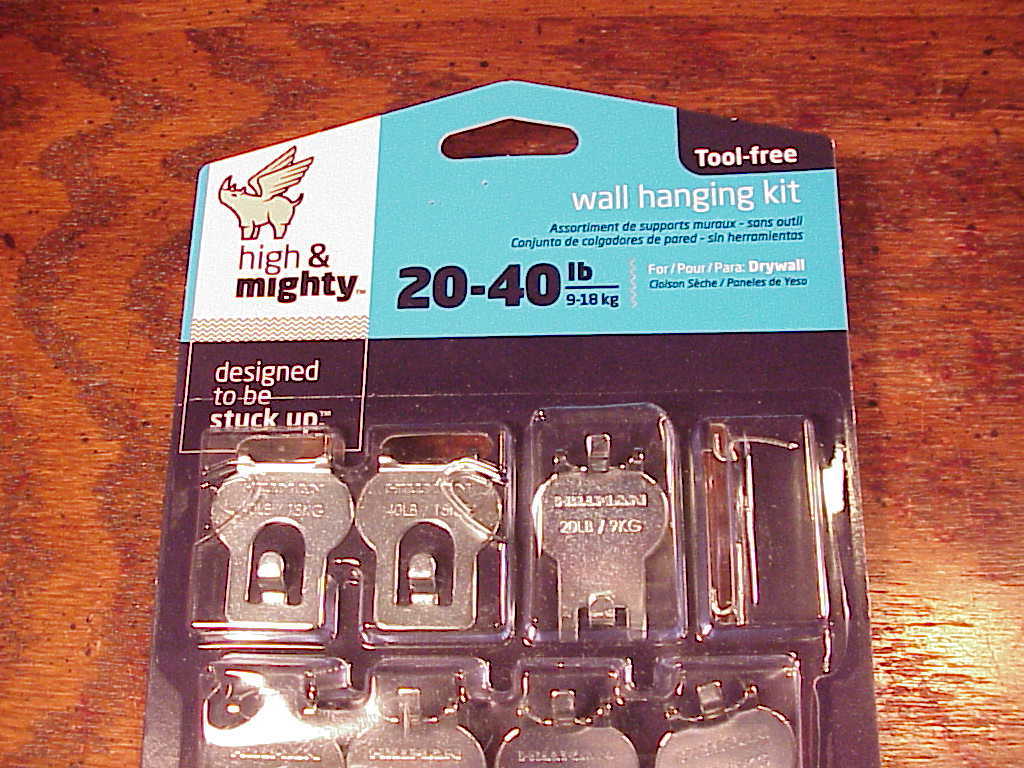 High and Mighty 20 40 Lbs ToolFree Wall Hanging Kit for Drywall, no