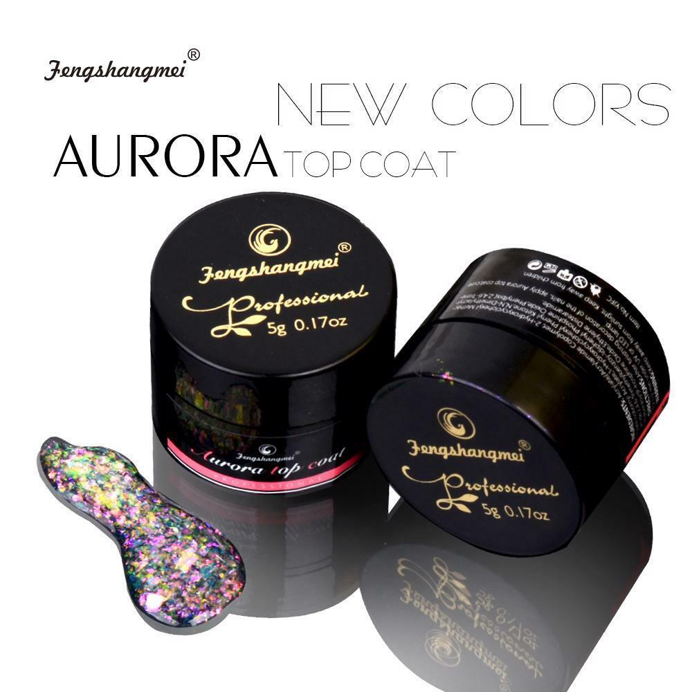 Top Coat Nail Gel Aurora Colors Gel Polish Glitter Clear Shiny Manicure Us 5ml