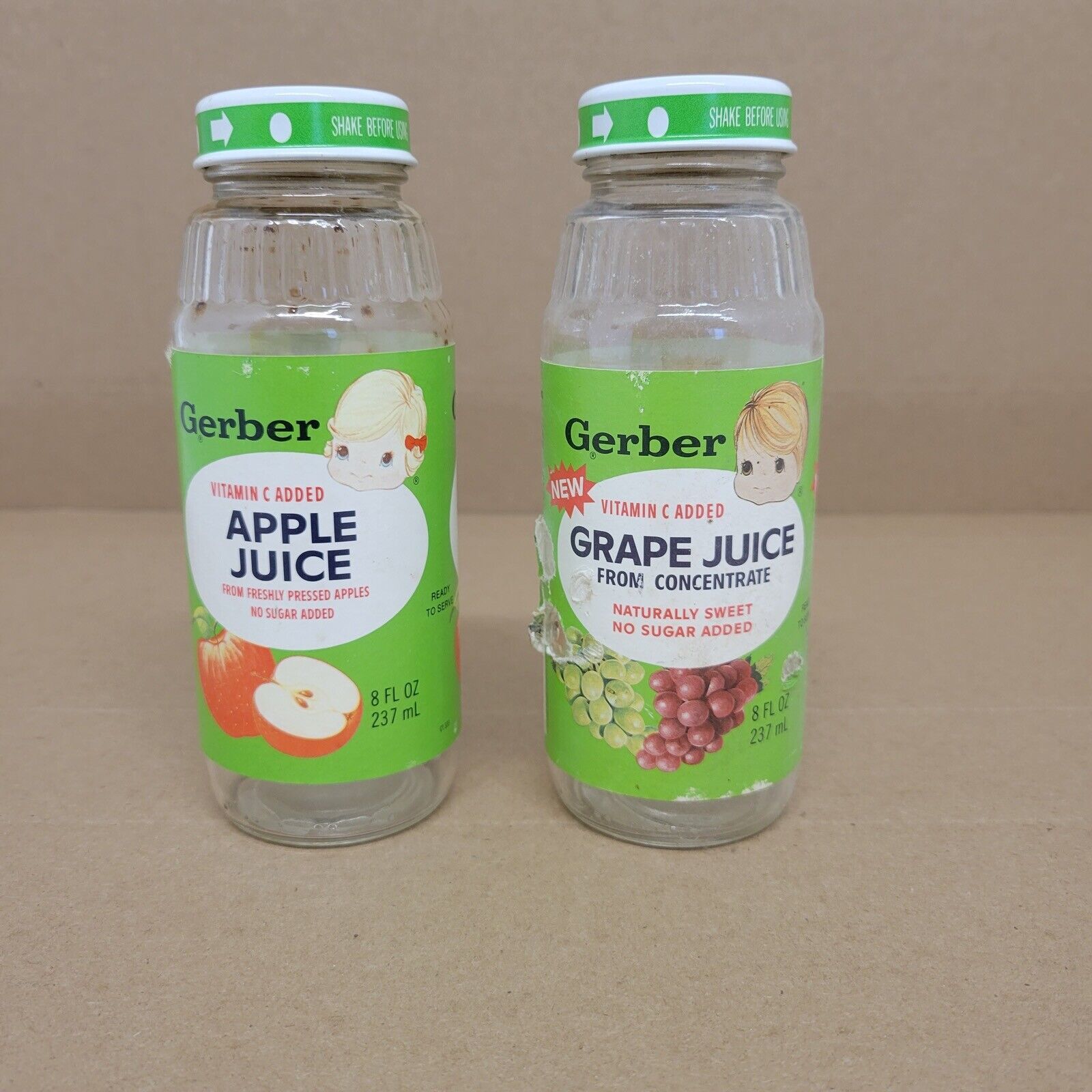 Vintage Gerber Baby Juice Jars 8 Oz. With Labels & Lids Early 1990’s
