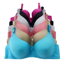 Women's Pack of 6 Solid Color Soft Pad Supportive Full Cup Bra Set 8222 image 3