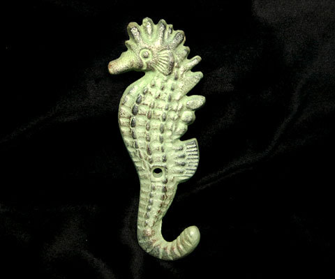 Primitive Style Cast Iron Vertigris Seahorse Hook Nautical  - $8.98