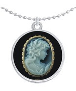 Black and White Cameo Round Pendant Necklace Beautiful Fashion Jewelry - $10.77