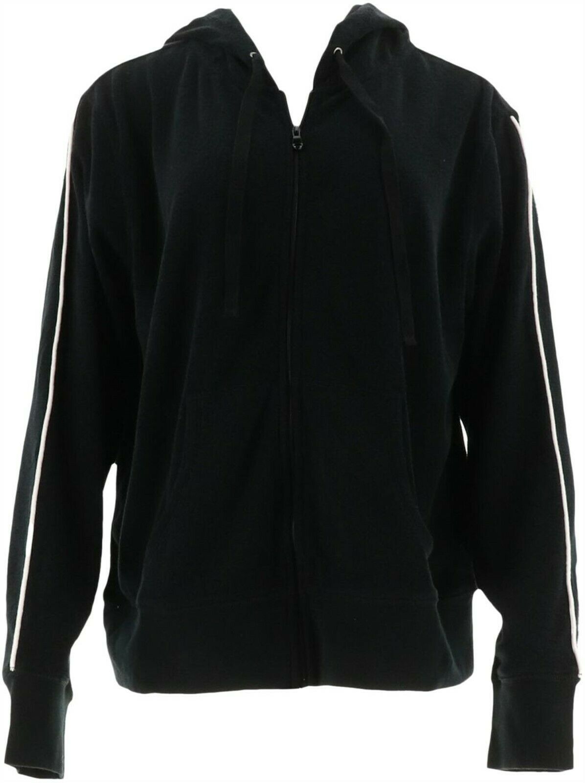 Tracey Anderson GILI Baby Terry Zip Front Hoodie Noir Black S NEW A309747