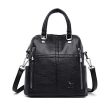 Women Leather BackpaVintage Female Shoulder Bag Travel Ladies Bagpack Sc... - $53.22