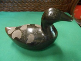 Beautiful Black on Black DUCK Figure..Signed Made in Mexico - £87.88 GBP