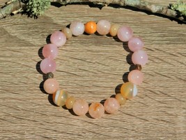 Pink Morganite Gemstone Bracelet Size 7 Inch with Rose Quartz and Botswa... - $35.00