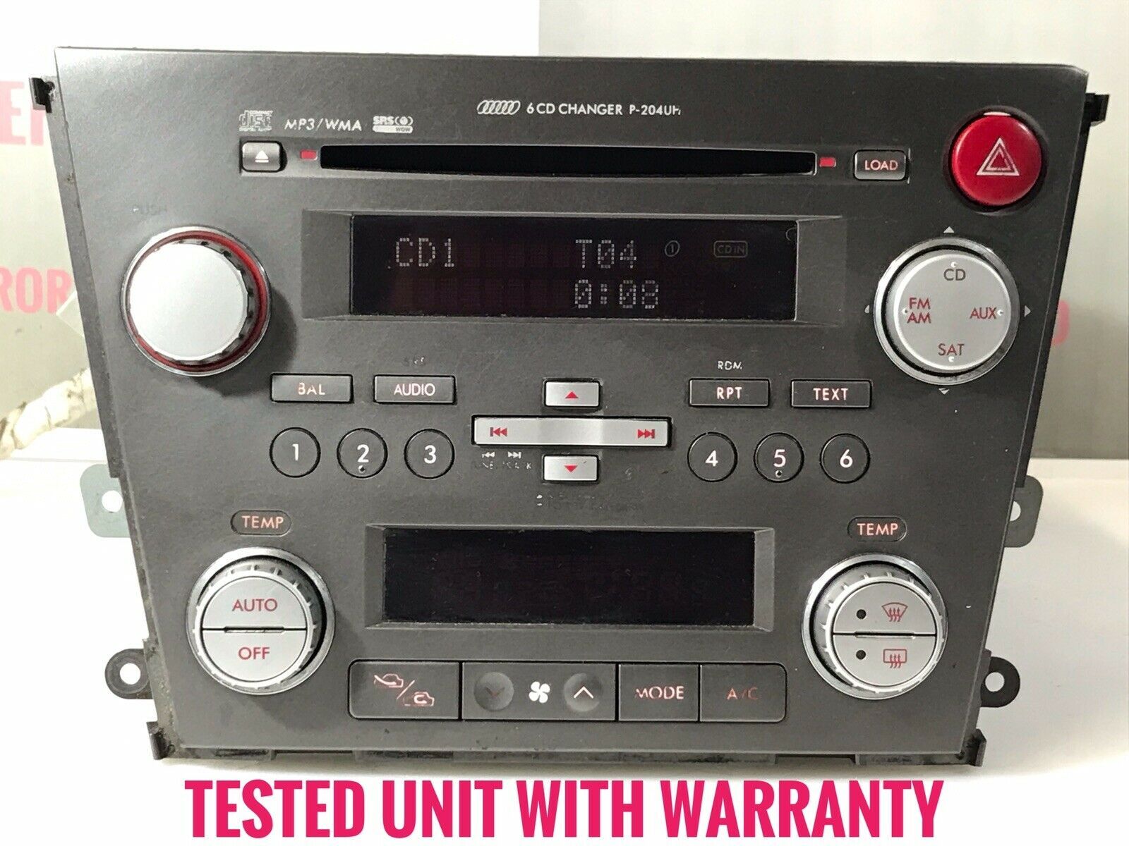 "SU017D" 07 08 Subaru Legacy MP3 6 CD Changer Satellite Radio Player