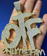 Hip Hop Men&#39;s Customized Name &quot;OTF&quot; Pendant Round Diamonds 14K Yellow Go... - $349.99
