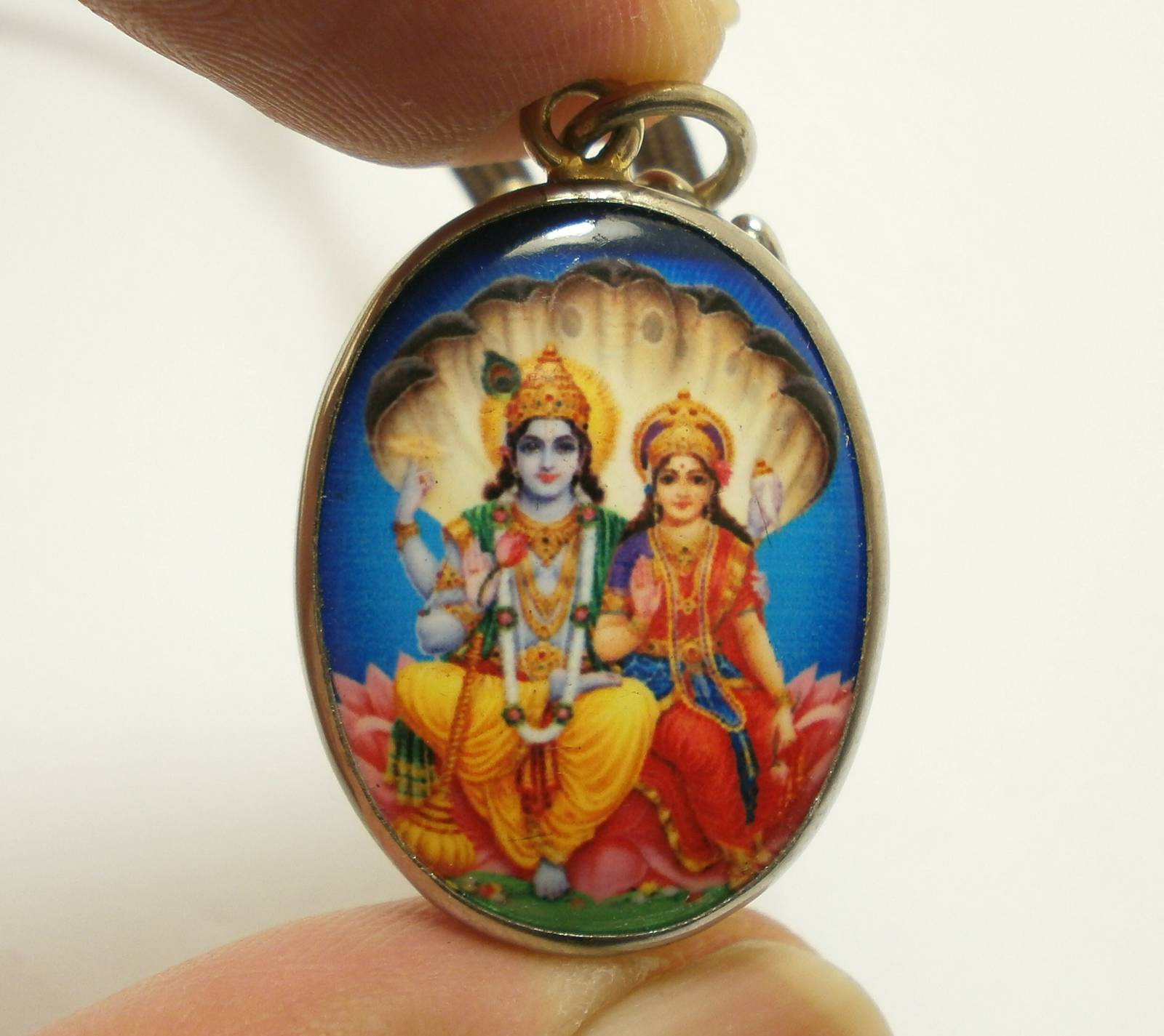 Lord Vishnu the preserver Maa Laxmi Lakshmi Hindu God Goddess pendant ...