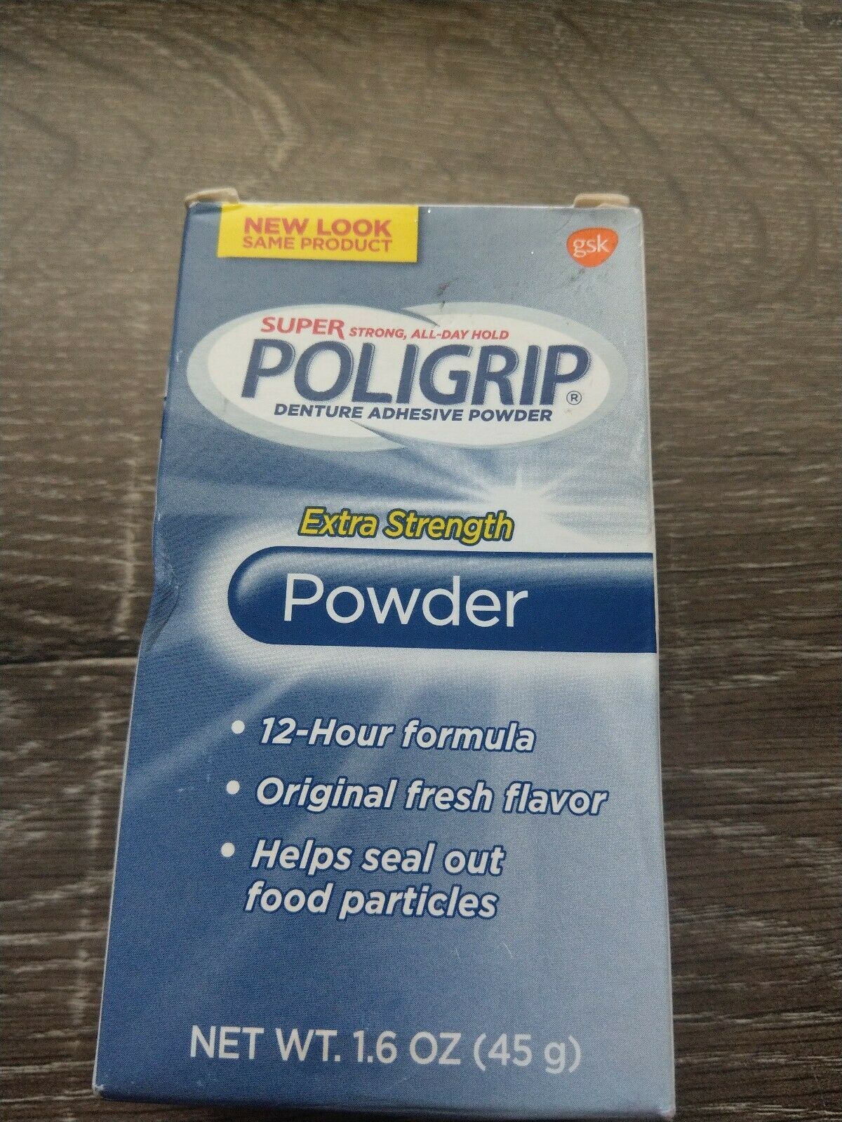 New Super Poligrip Denture Adhesive Powder Extra Strength 1.6oz. 12