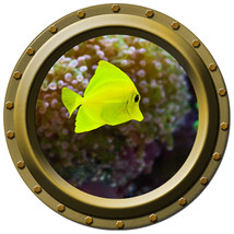 Bright Yellow Tropical Fish - Porthole Wall Decal - $14.00