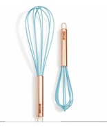 Art Cook Blue Silicone Stainless Steel Wire Whisk Set of Two 9” &amp; 12” Co... - $18.99
