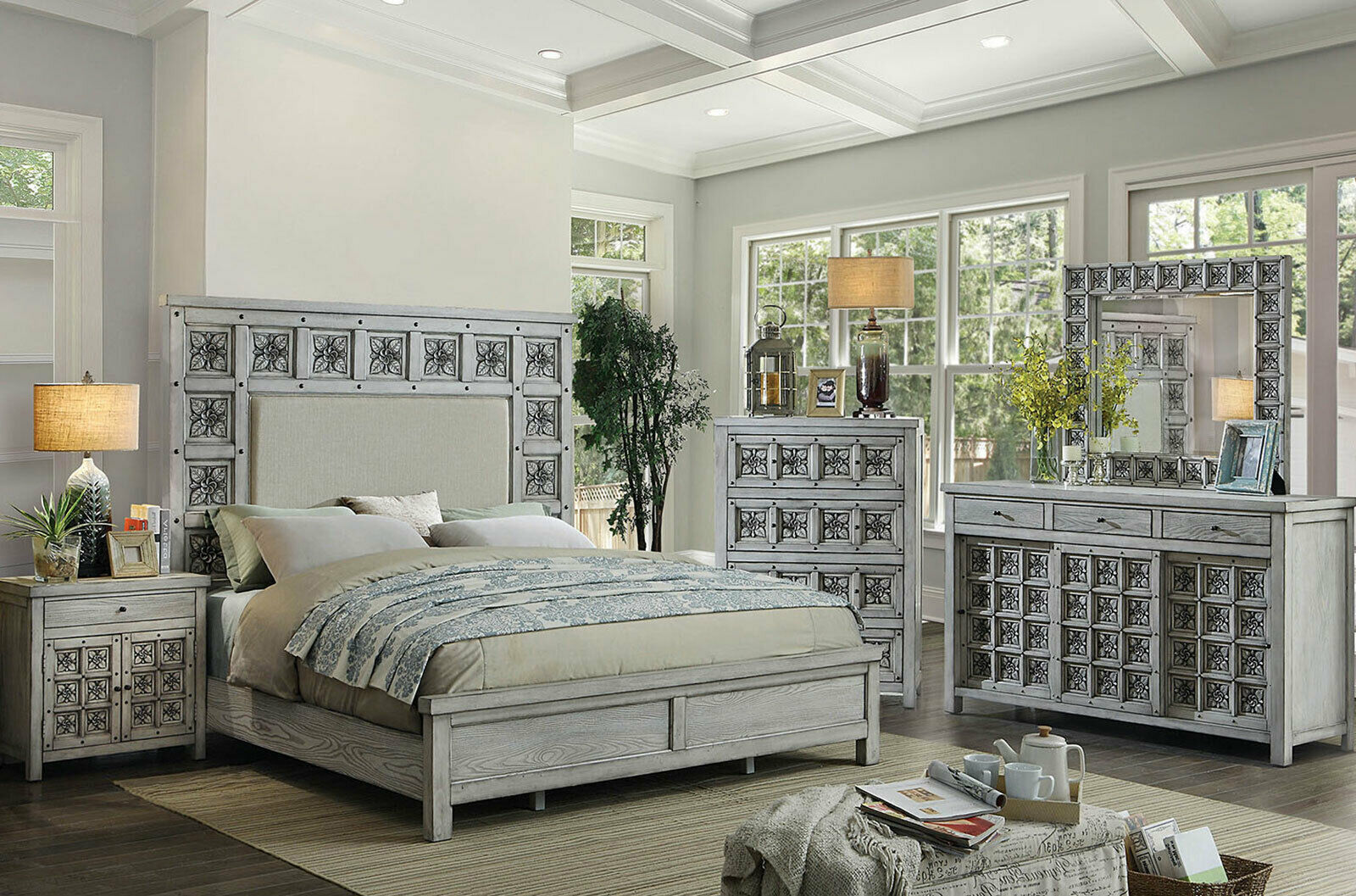 NEW Transitional Gray Wood Bedroom Suite Furniture ...