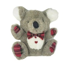 9" Vintage Gerber Precious Plush Grey Koala Bear Red Plaid Stuffed Animal Toy - $42.06