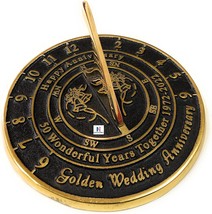 50th Golden Wedding Anniversary Sundial Gift Heavy Duty Brass Home Decor Or Gard