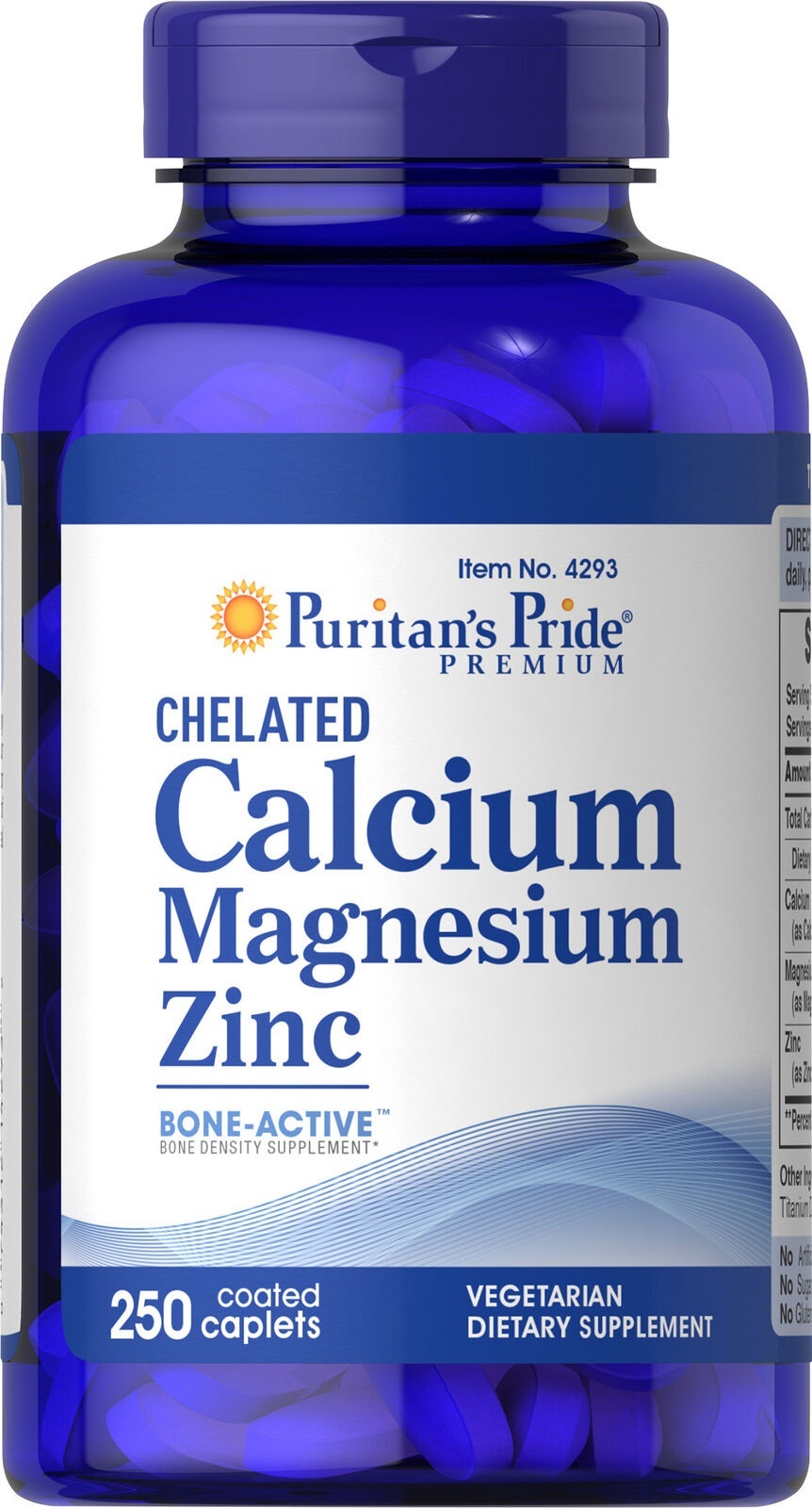 Puritans Pride Chelated Calcium Magnesium Zinc 250 Caplets Vitamins And Lifestyle Supplements 7217