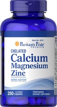 Puritan's Pride Chelated Calcium Magnesium Zinc - 250 Caplets - $34.38