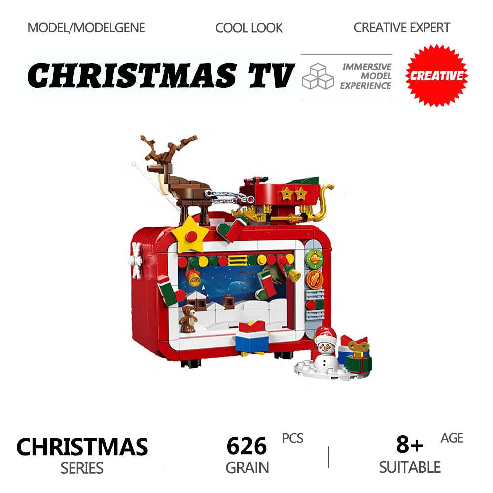 Christmas TV Creative Series Model Building Blocks MOC Xmas Snow Man Santa Claus