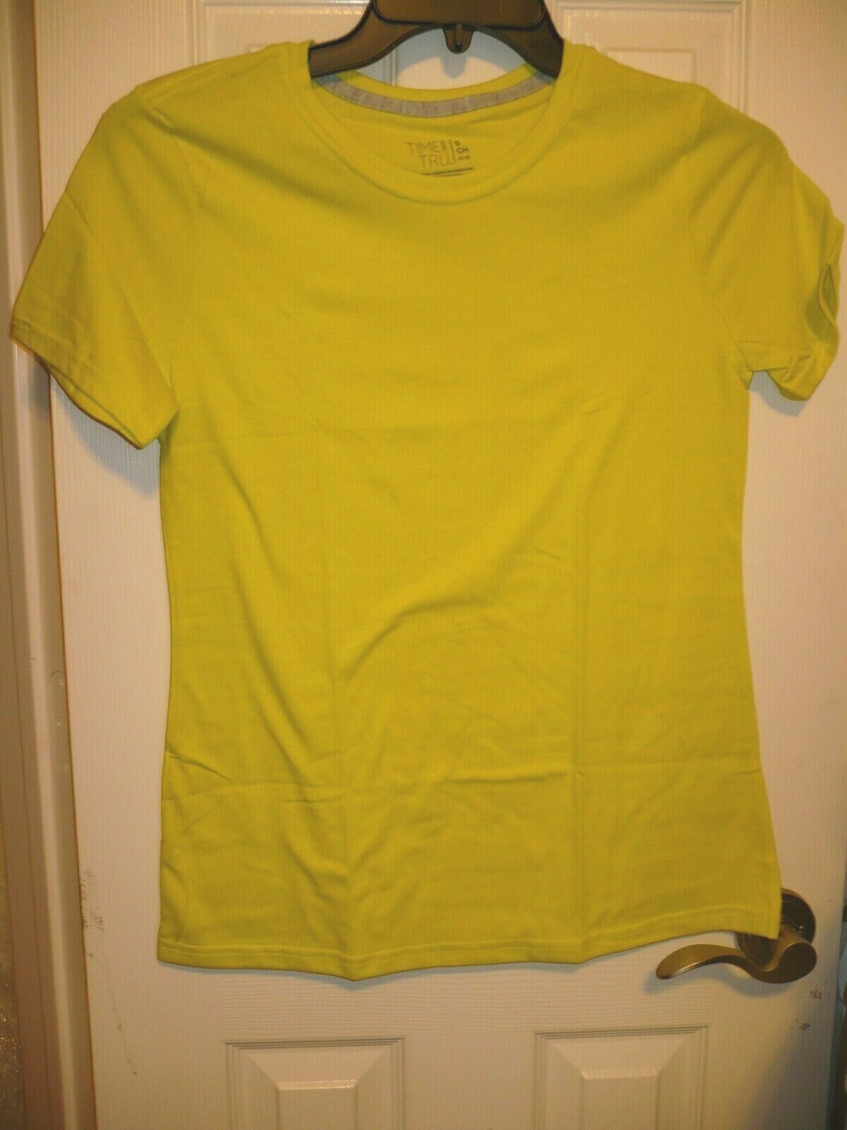 Time And Tru Women's Crew Neck T Shirt 3XL (22) Lemon Lime Short Sleeve