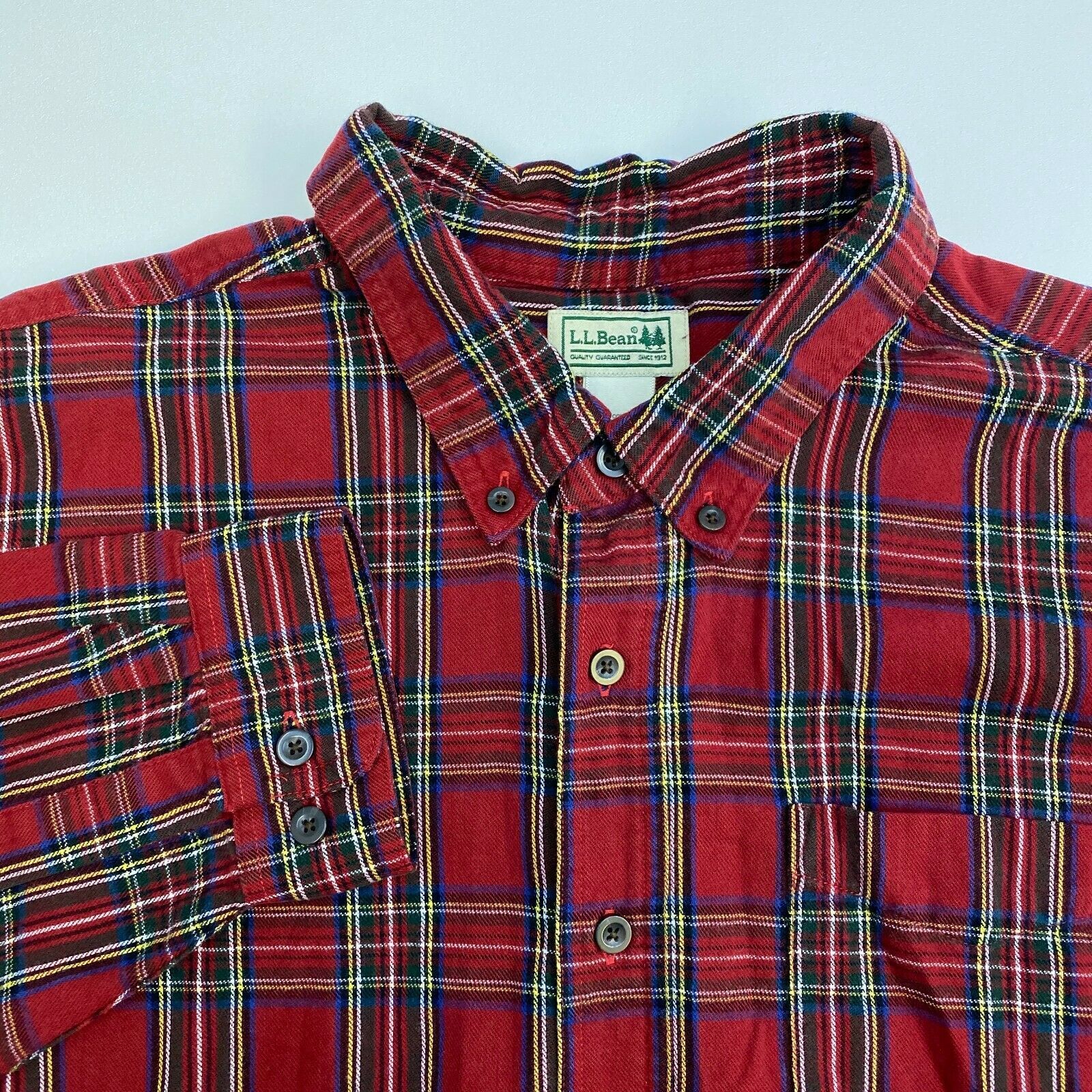 L.L.Bean Button Up Shirt Mens XXL Red Plaid Flannel Long Sleeve Casual ...
