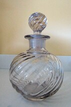 6.25&quot; Tall ~ROUND~SWIRL Clear Perfume/Cologne Bottle~Collectible~Heavy~G... - $89.09