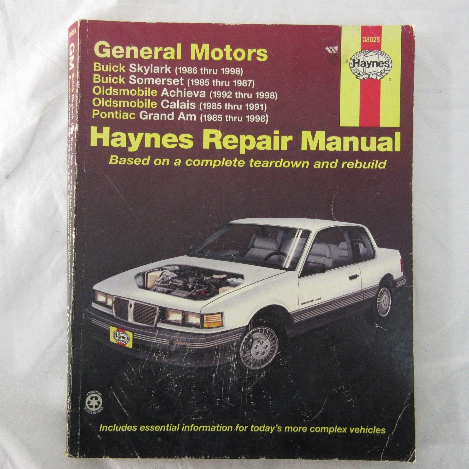 Haynes Repair Manual GM Skylark Somerset Olds Achieva Calais Pontiac Grand Am