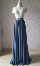 Wedding Maxi Silky Chiffon Skirt Dusty Blue Plus Size Chiffon Full Maxi Skirt image 4