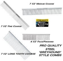 MASTER GROOMING TOOLS GREYHOUND Style STEEL PREMIUM COMB Dog Cat Pet Non... - $16.99+